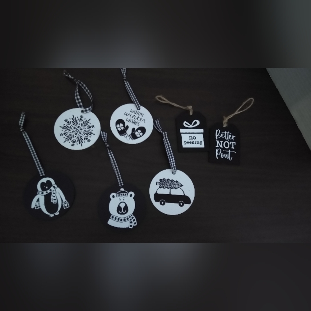 7 chalk couture ornaments/gift tags